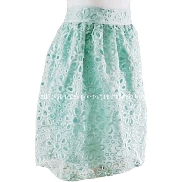 ASOS MINT FLORAL EMBROIDERED SKIRT SZ L 14 - Picture 4 of 6